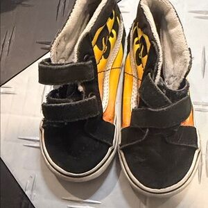 Vans Kids Black and Yellow-Orange Sneakers